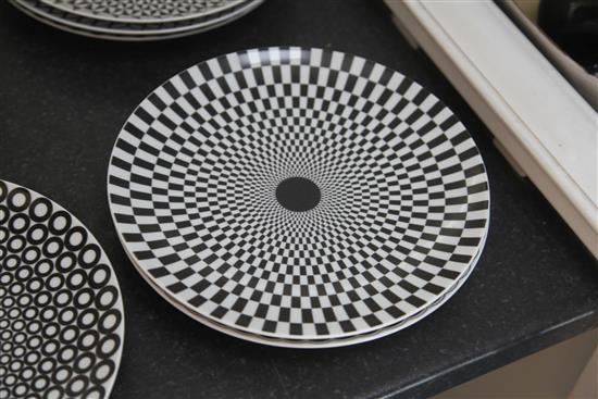 A set of six Fornasetti Egocentrismo series porcelain plates, diameter 26cm